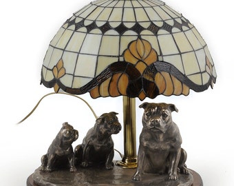 English Bulldog dog lamp statue tiffany shade limited