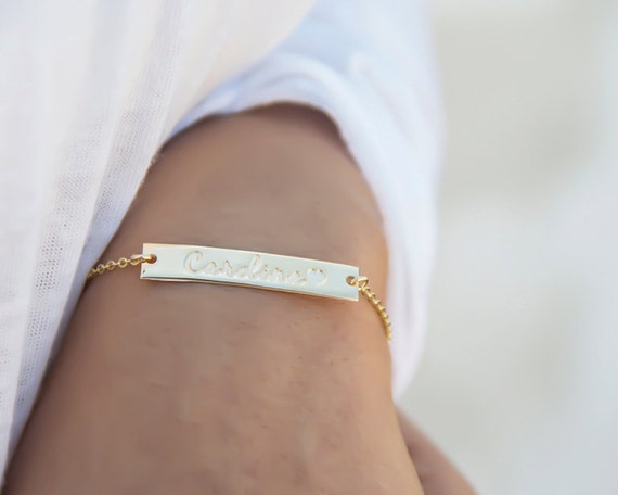 Dainty Gold Nameplate Bracelet/Gold Bar Bracelet/Personalized Bracelet