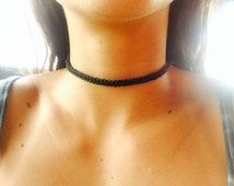 BlueRia Cat's Eye Bead Hemp Choker Necklace – Adjustable Bohemian Jewelry