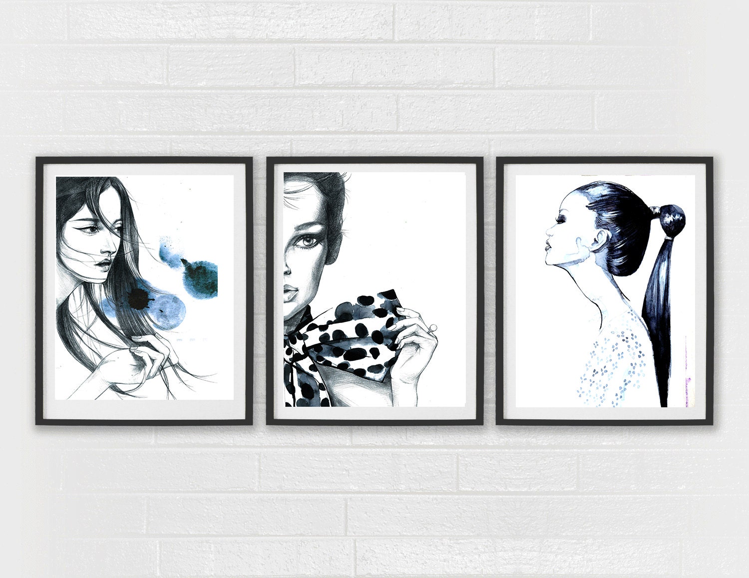 Fashion illustration Fashion wall art Black and white art