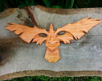 Birdface Sculptural Wall Hanging - Cherry Wood
