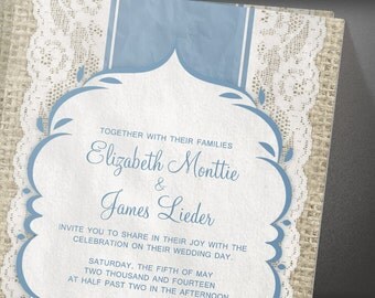 Blue and White Vintage Lace Wedding invites
