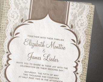 Brown Vintage Lace Wedding invites