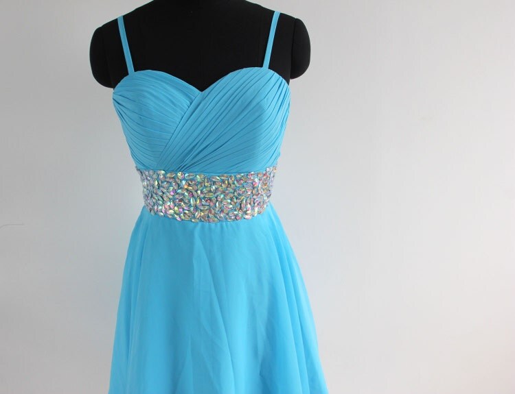 Spaghetti Straps Blue Homecoming Dress Cocktail By Wishdress