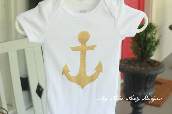 Gold Anchor Onesie for Baby Girl, Bodysuit