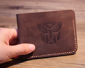 Transformers Special Edition Bifold Leather Wallet Men's Billfold Leather Wallets Autobots Logo Best Birthday Presents Groomsmen Gift -1