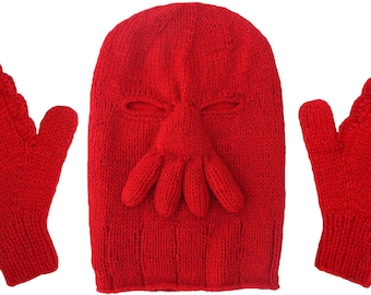Zoidberg Wool Ski Mask Set: Hat and Gloves red winter crab ...