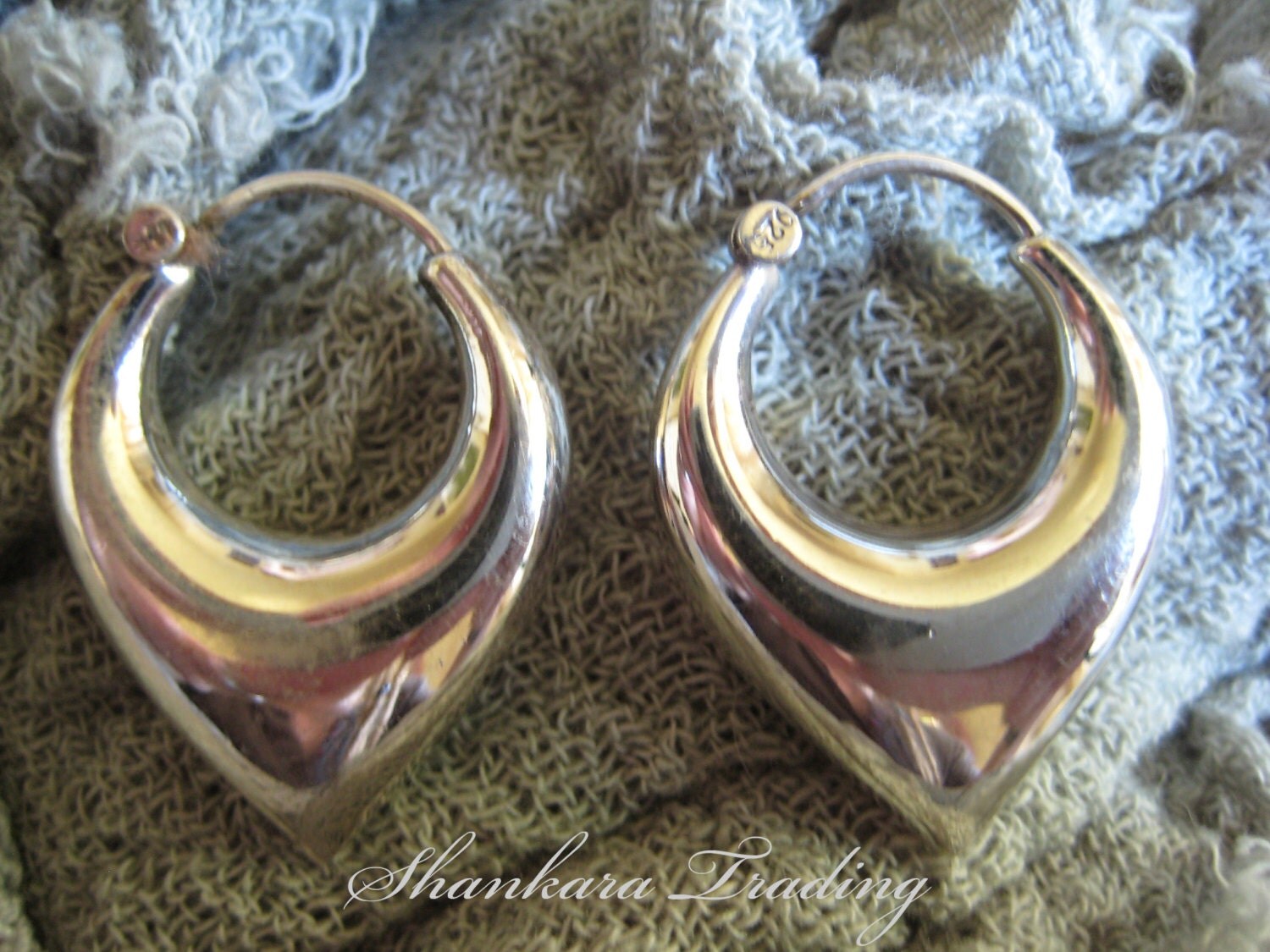 925 Silver Ethnic Hoop Earrings