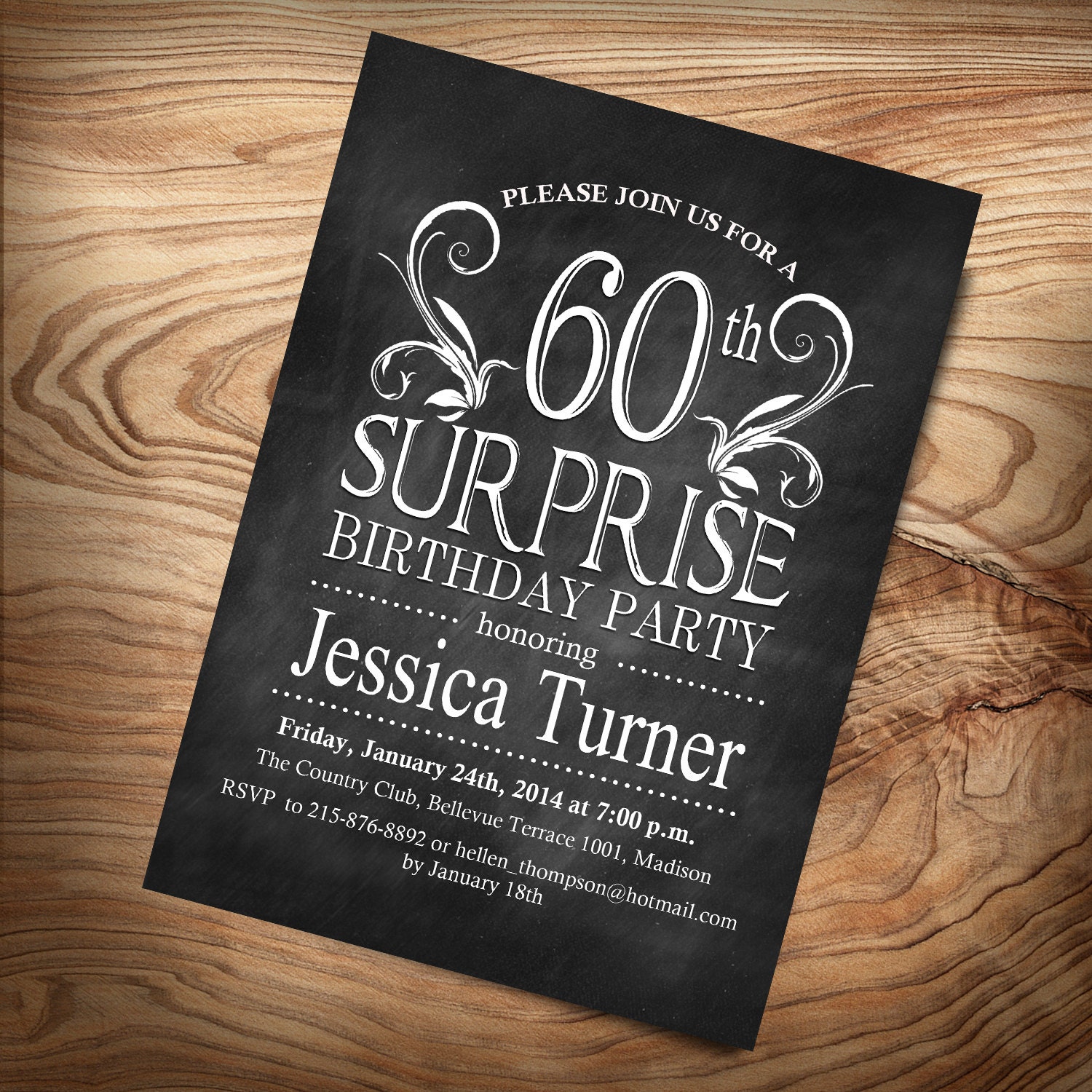Surprise 60th Birthday Invitation Any Age Digital