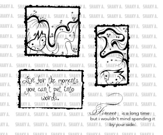 Shaky A. "On the frame" digital stamp set. [ Includes 2 characters and 2 sentiments ]