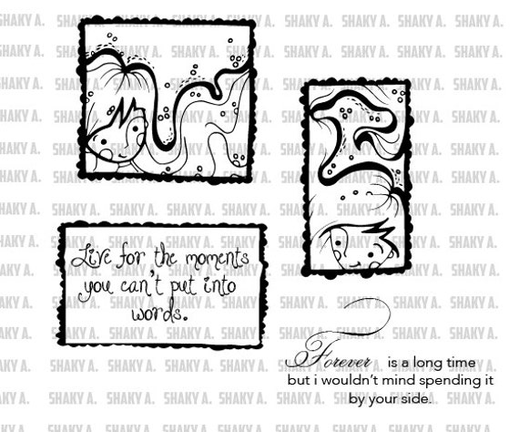 Shaky A. "On the frame" digital stamp set. [ Includes 2 characters and 2 sentiments ]