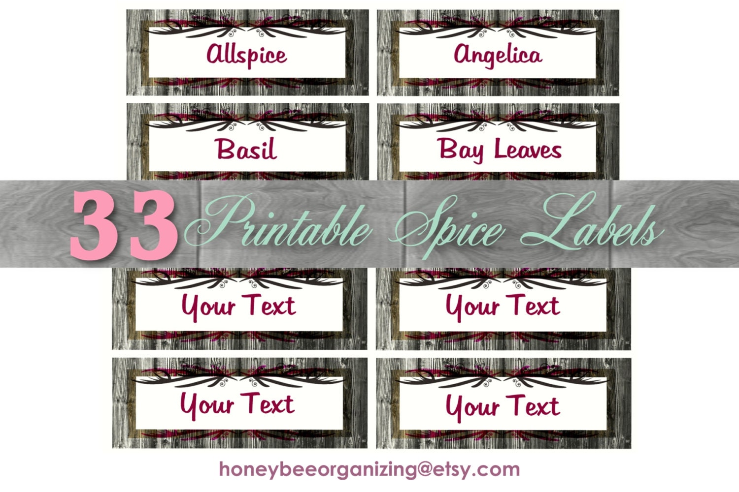 Printable Spice Labels Blank Labels INSTANT DOWNLOAD