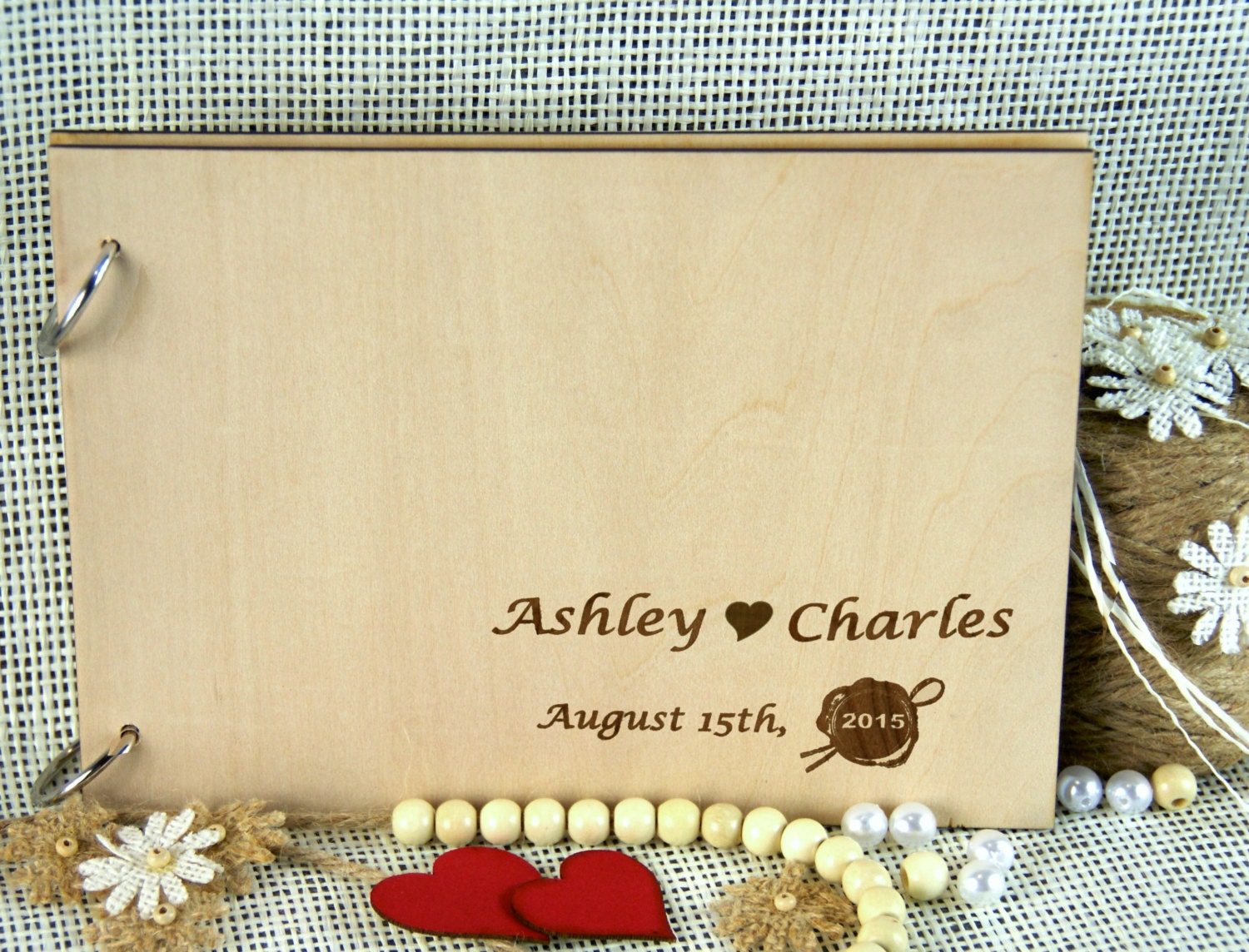 Wedding Guest book, Rustic Wood Guestbook, Laser Engraved Guest book,Bridal Shower Gift