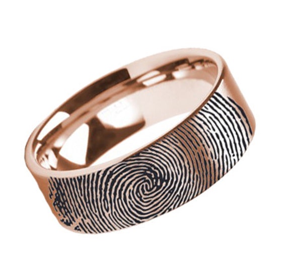 Fingerprint Gold band FingerprintBands Wedding Rose on by  14k fingerprint Etsy wedding Band gold