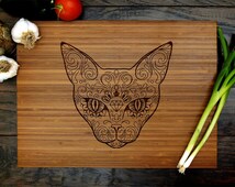 Unique cat cutting board related items | Etsy