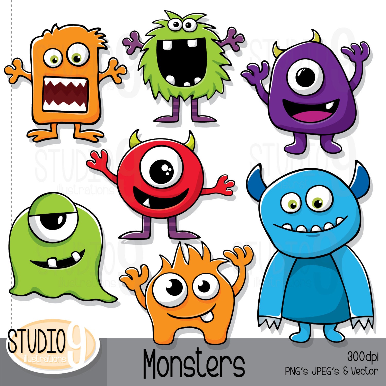 MONSTERS Clip Art: Monster Clipart Monsters Download Vector