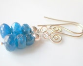 Apatite Gemstone Earrings - Sterling Silver Dangle Earrings- Faceted Stones - Ocean Blue - Drop Earrings