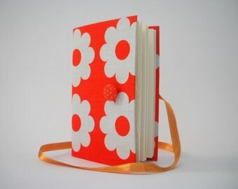 Orange white journal notebook Handmade journal lined journal White flowers journal notebook writing journal diary retro journal diary stars