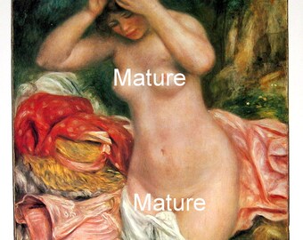 French Impressionist Art - Auguste Renoir - Bather Arranging Her Hair- 1977 Large Poster Sized Print
