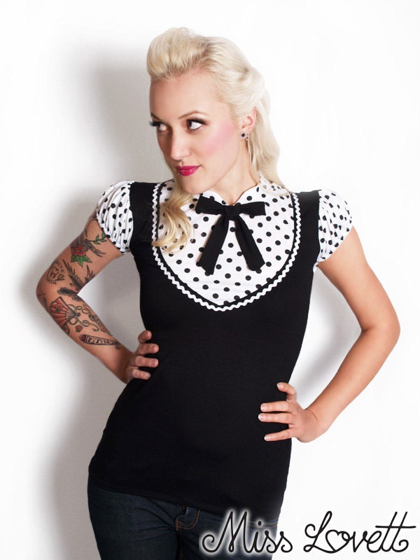 black polkadot shirt