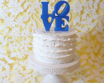 blue love cake topper ready to ship