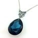 Swarovski Elements Dark Blue Crystal Necklace - Antique Silver Necklace - Blue Crystal Jewelry - Navy Blue Crystal - Bride Something Blue