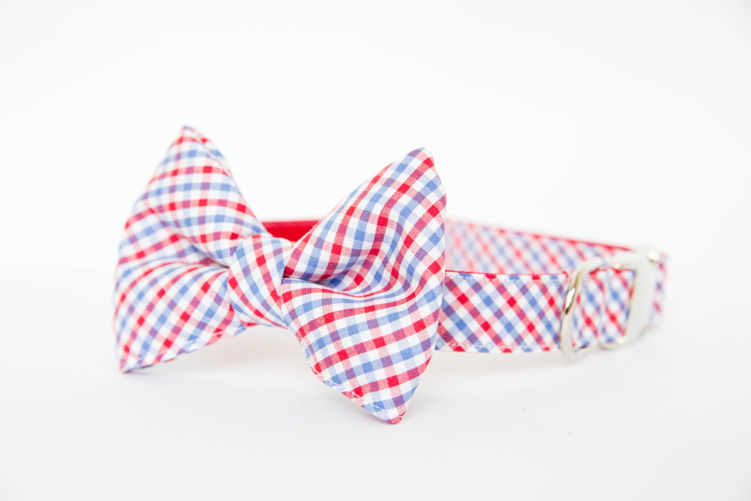 Ole Miss Bow Tie Dog Collar in Gingham