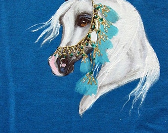 Hand Painted Arabian horse ART Sweatshirt size L
