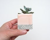Mini Square Planter with Herringbone Pattern - Single - Made to Order