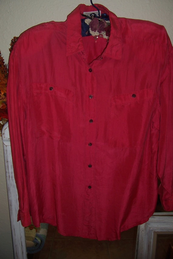 Red Silk Shirt XXL 48 inch bust