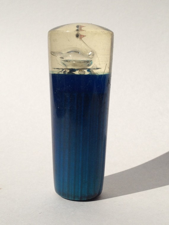 Vintage Gear Shift Knob Lucite with Duck Blue by KKMSvintage