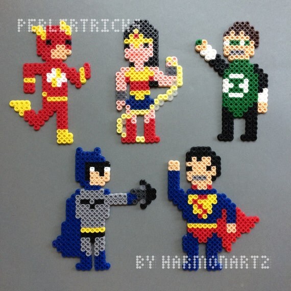 hama wonder woman bead Bead Magnets Perler similar Justice League Items to