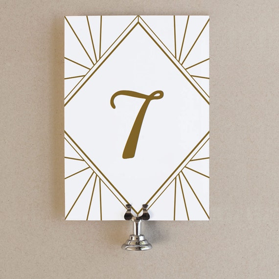 Printable table numbers instant download gatsby flat 5x7