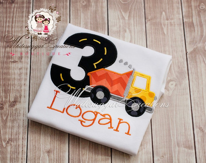 Boys Dumptruck Birthday Shirt - PREMIUM Embroidered Boy Shirt - Baby Boy Outfit - Construction Party - 1st Birthday Outfit