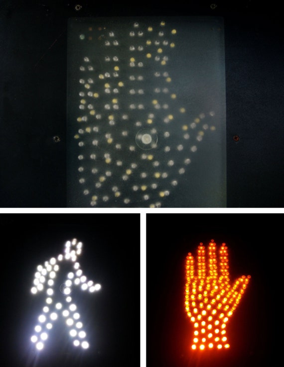 Vintage Traffic Crosswalk Light LED Man Walking Hand