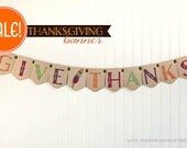 Give Thanks Banner : Elegant Mix Thanksgiving Banner // Turkey Day Sign // Holiday Decoration with Feather & Art Deco Panel // SAMPLE SALE Il_170x135