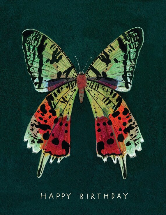 rainbow moth birthday card