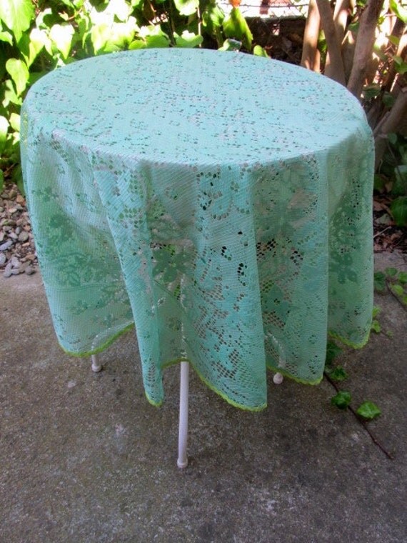 Mint Green Lace Tablecloth Round Green Overlay Lime Green