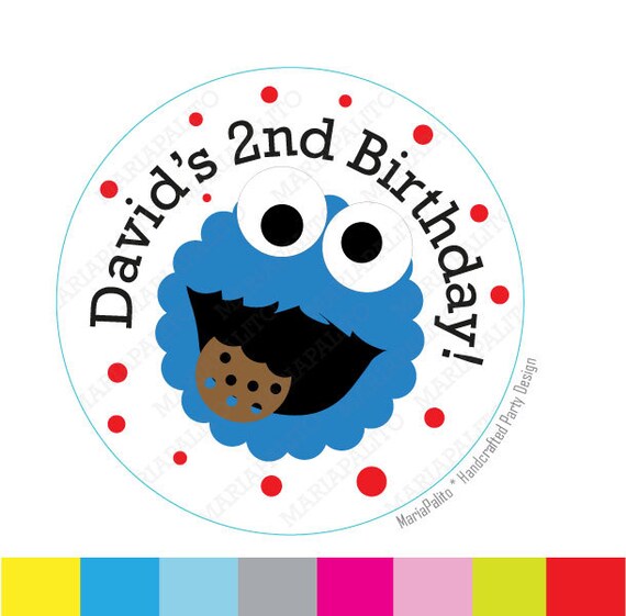 Cookie Monster stickers Party Personalized Cookie Monster