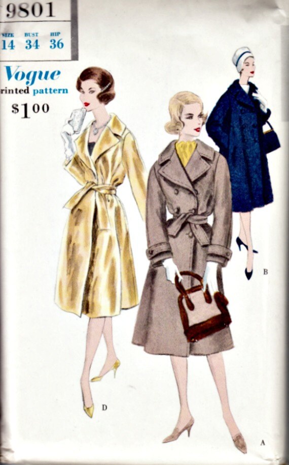 1950's Vogue Retro Pattern VOGUE 9801 Beautiful