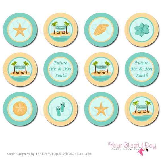 PRINTABLE Beach Couples Wedding Shower Party Circles #801 Il_570xn