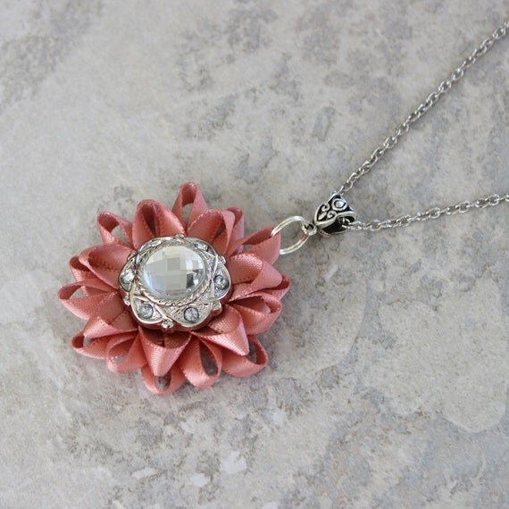 Blush Necklace Blush Pink Flower Pendant by PetalPerceptions