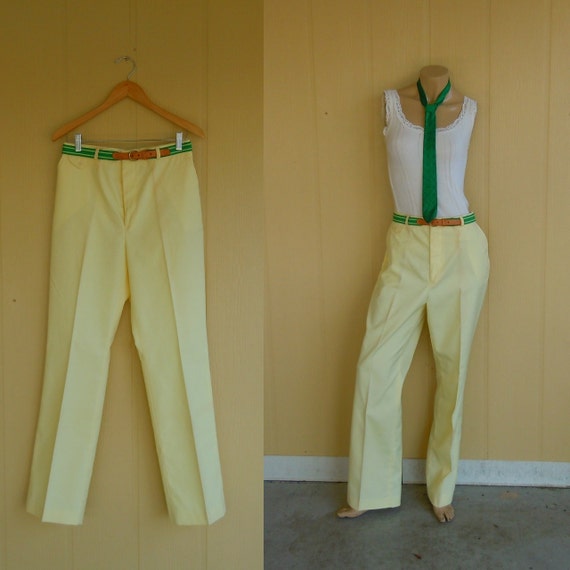 vintage 70s yellow golf pants . matching striped by NestEggVintage