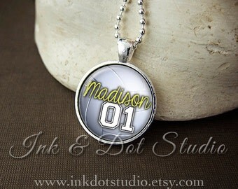 Personalized Volleyball Necklace, Custom Volleyball Pendant Necklace, Volleyball Team Pendant, Volleyball Mom