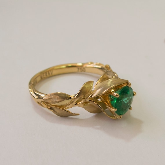 Emerald engagement rings etsy