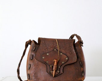 1960s leather bag, hippie purse