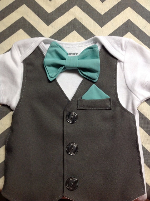 Comfortable Baby Boy Wedding Outfit Vest/Bow by UltraVioletGirl