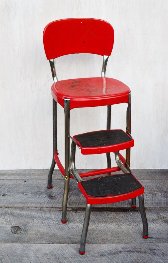 Red Cosco Stylaire Stepstool Chair Kitchen Stool Fold Out