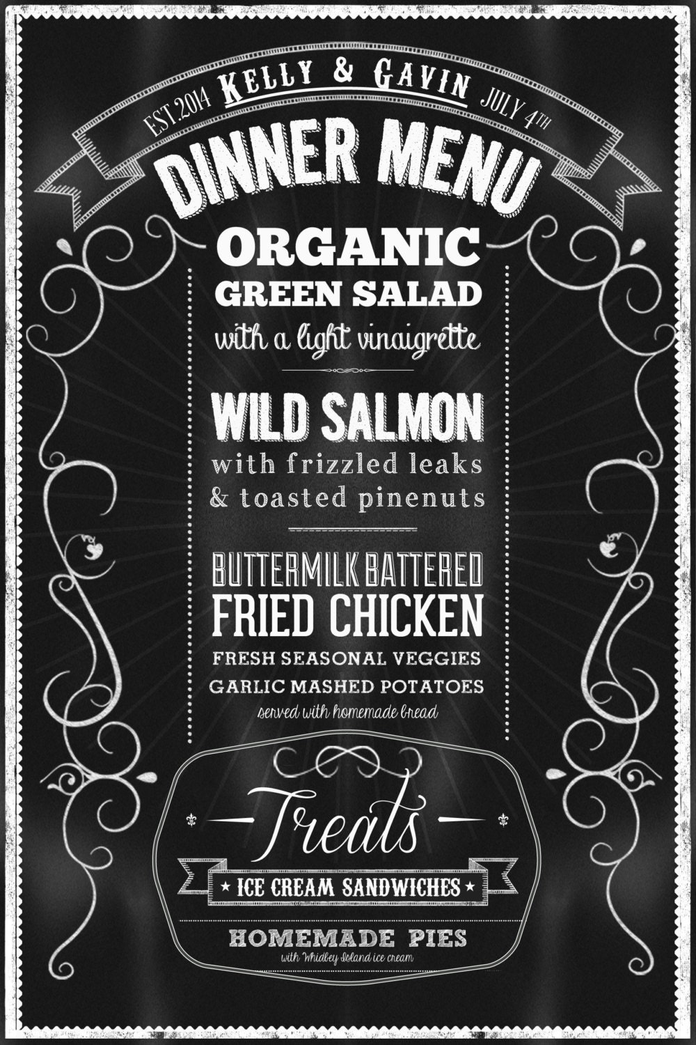 Custom Chalkboard Menu / Wedding Sign Printable / Dinner Menu