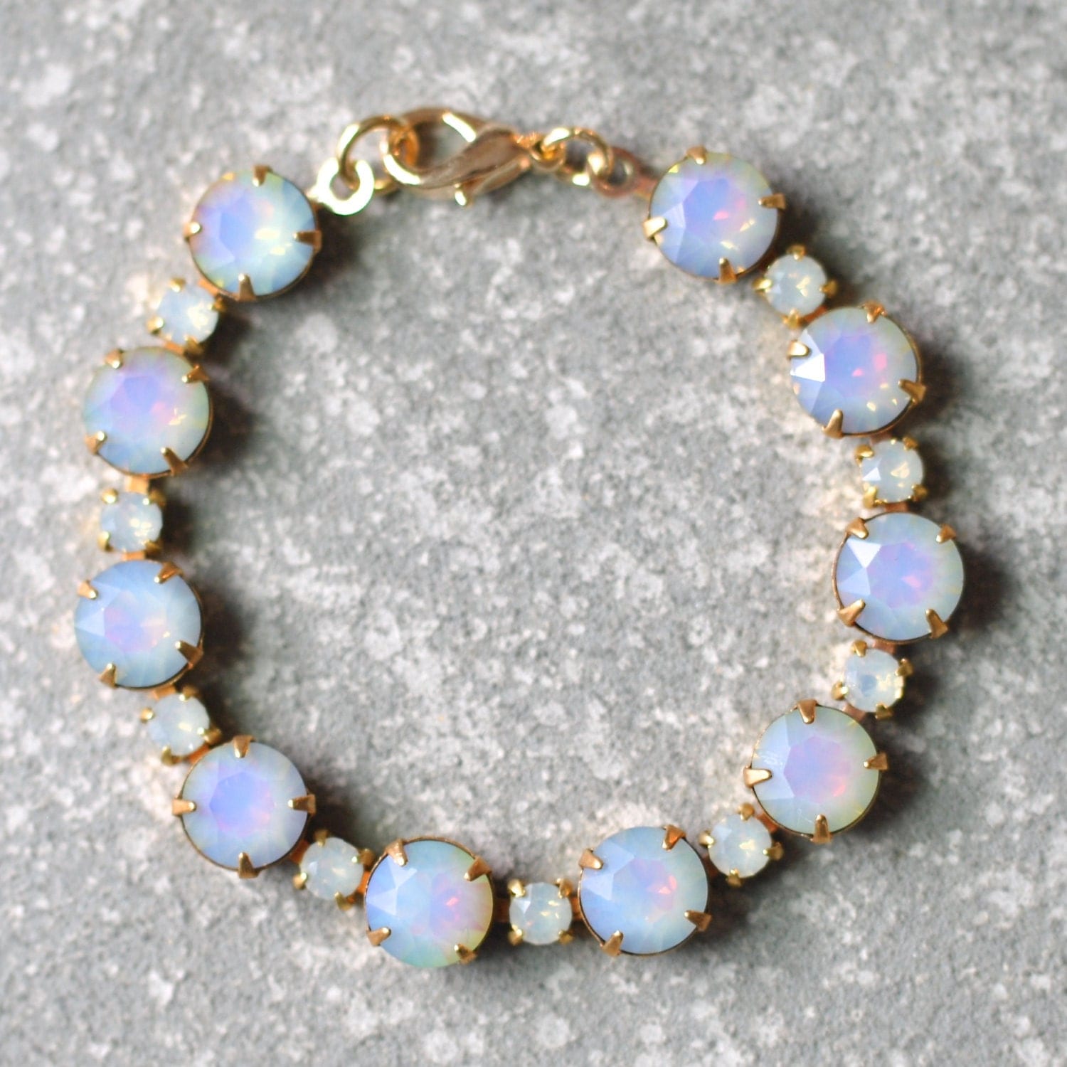 White Opal Bracelet Swarovski Crystal Vintage Rhinestone